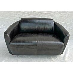 Aviator 2 seater compact sofa vintage black leather