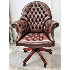 Directors swivel chair antique brown leather, English Decorations