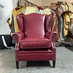 Chesterfield Highback Wing Chair in Oxblood Leather – Handmade UK