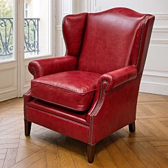 Chesterfield Highback Wing Chair in Oxblood Leather – Handmade UK