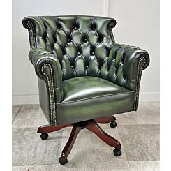 Hailton swivel chair in antique green leather