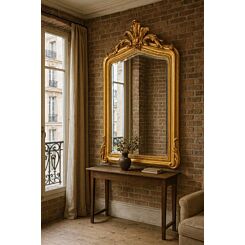 Louis Philippe Rococo Mirror – Shiny Antique Gold 83 x 150 cm