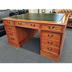 EIKEN PARTNERS BUREAU MET GROEN LEREN BLAD – NIEUW GEMAAKT