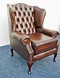 Queen Anne Chesterfield Wing Chair antique brown