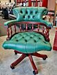 Captains swivel chair in luxurious soft bottle green leather