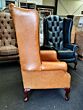 High back Chesterfield chair, Old English tan leather