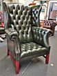 Chesterfield Chippendale chair green leather
