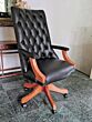 Library swivel chair black leather