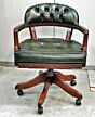 Court swivel padded seat Antique green with mahogany