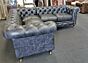 Corner Chesterfield and Club chair vintage coal leather