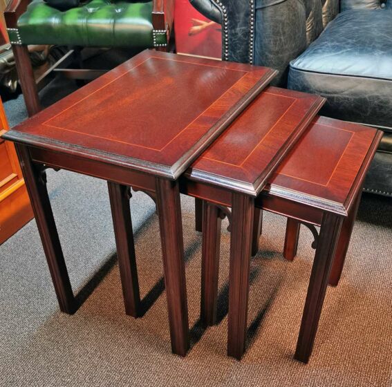 Chippendale nest of three mahogany tables
