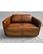 2 seat Aviator tub sofa vintage cognac leather