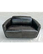 Aviator 2 seater compact sofa vintage black leather