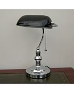 Banker's lamp chrome black shade with pull switch