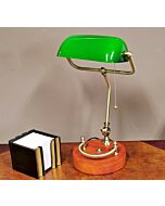Brass Bankers Lamp with mahogany base