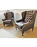Queen Anne Chesterfield wing chairs
