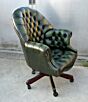 Directors swivel chair antique green leather