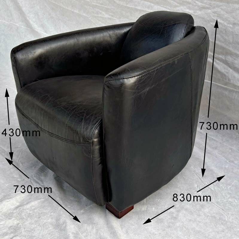 Aviator club armchairs in Vintage black leather English Decorations