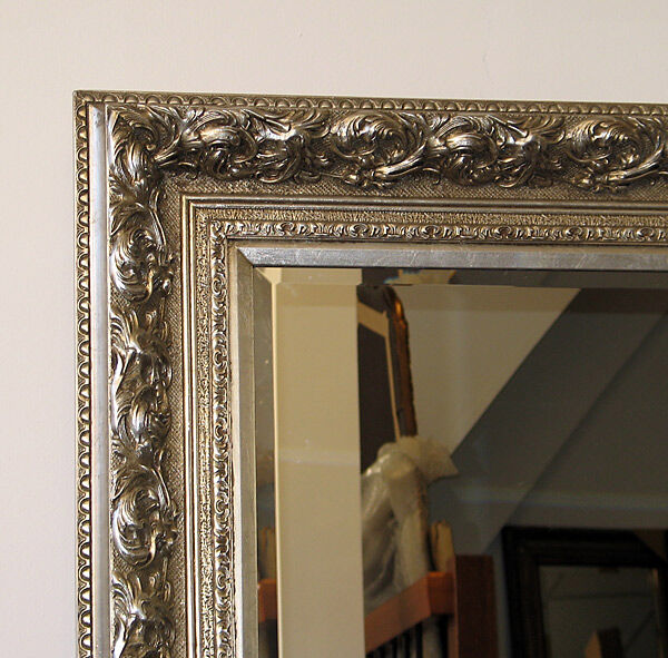 Miroir Vénitien Argenté – Mural, Style Antique/Baroque, Cadre Bois, 70cm