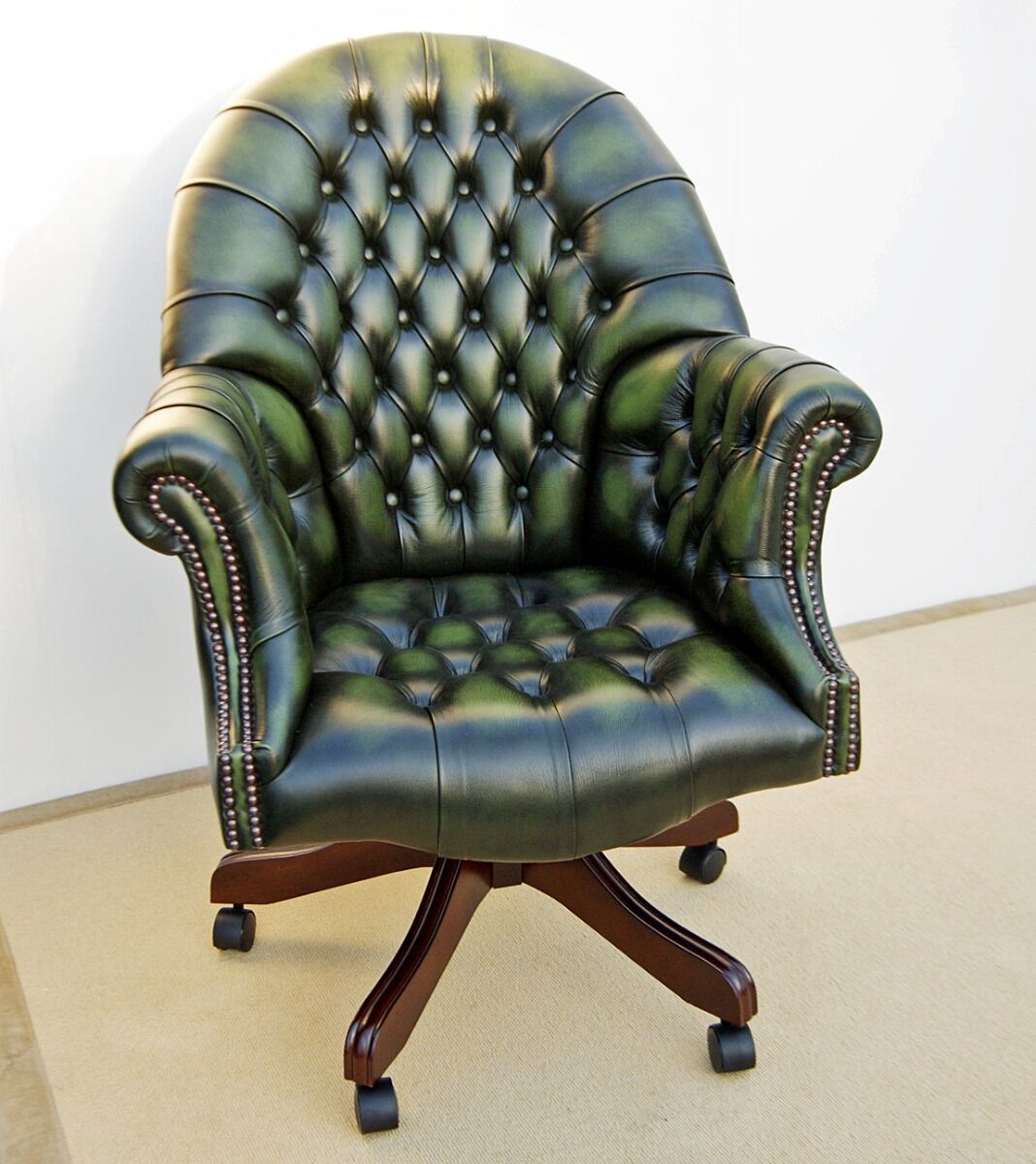 Vintage green leather chair discount