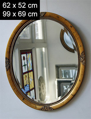 Antique gold oval mirror Lugano in 2 sizes English Decorations