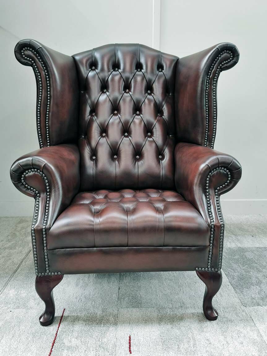 Leather chesterfield chair second hand discount