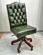 Winston swivel chair mahogany antique green