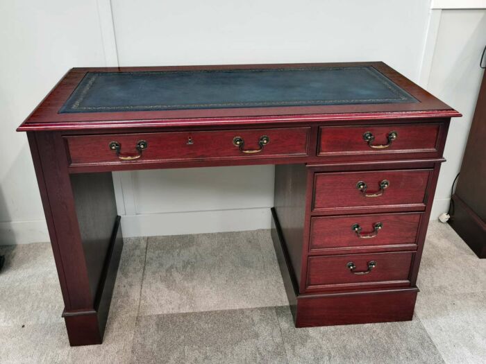 60 x 120 cm single sides mahogany desk blue leather