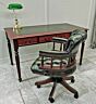 75 x 140 cm writing table, chair, Bankers Lamp