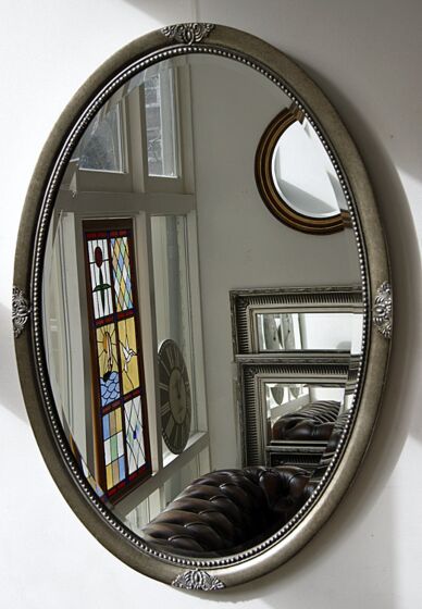 Klassiek ovaal spiegel antiek zilver, English Decorations