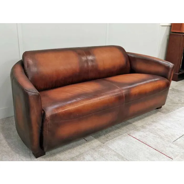 Aviator seater tub sofa in Vintage cognac leather, English