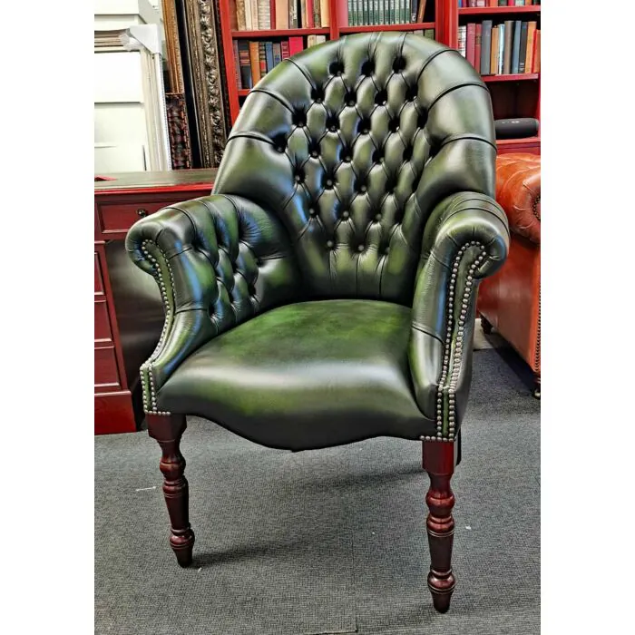 Gainsborough stand chair antique green leather