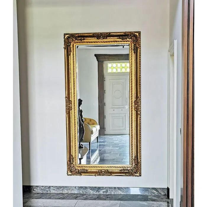 COSTWAY Barok spiegel goud, 61 x 90 cm, wandspiegel boog met