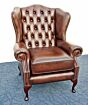 Queen Anne Chesterfield Chair antique brown