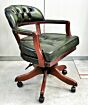 Court swivel padded seat Antique green with mahogany