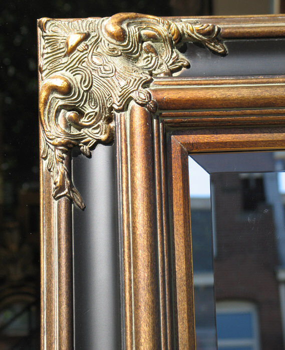 Trechter webspin klein Port Barok spiegel Palermo, Zwart met Goud of Zilver 6 maten, English  Decorations.