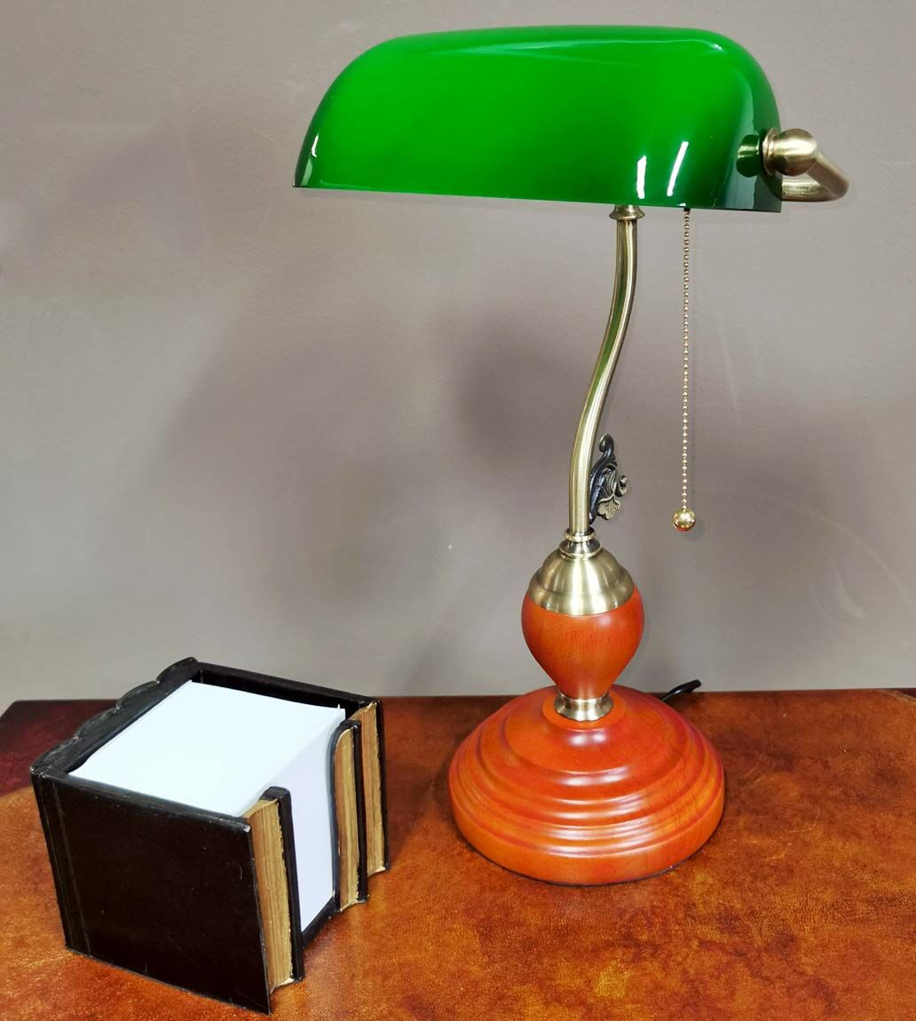 Lampe de bureau/banquier en laiton, lampe moderne du milieu du