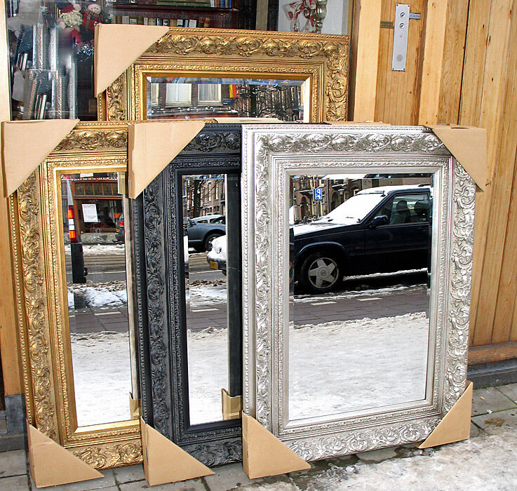 Klassieke spiegel goud, zilver, wit of zwarte lijst, English Decorations barok spiegels.