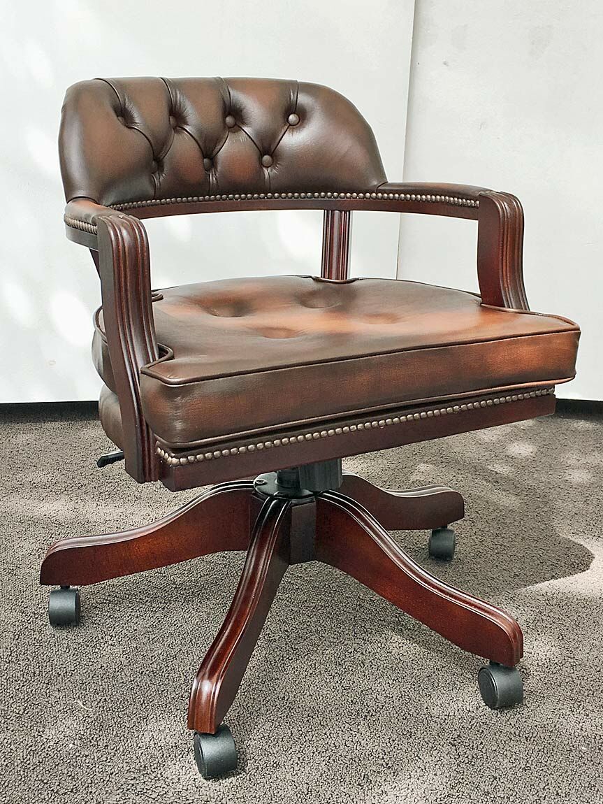 Court Swivel Cushion Seat Antique Brown, Wood Bankers Chair Cushion