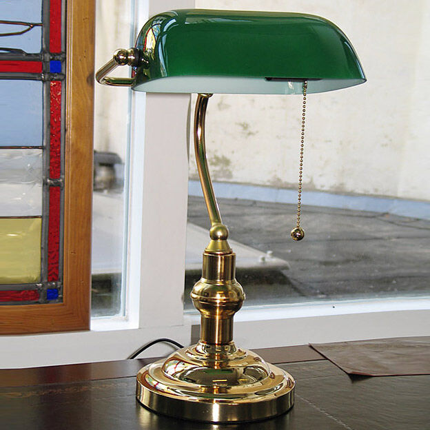 Lampe de bureau laiton et lampe de notaire ancienne, English Decorations