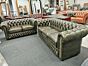 Buckingham Chesterfield set antique olive leather