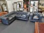 Corner Chesterfield and chair in vintage coal