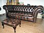 Queen Anne foot stool antique brown leather