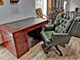 Judges swivel chair with 90 x 150 cm mahogany desk