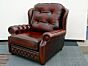 Oversized Chesterfield chair in antique red leather