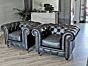 Whitehall Chesterfield Club chairs in Vintage coal leather