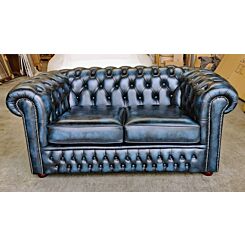 antique blue 2 seat Buckingham Chesterfield