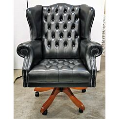 President Swivel Chair, soft black leather