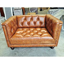 Chesterfield Love Seat vintage tan leather