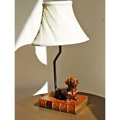 Daschund lamp on book